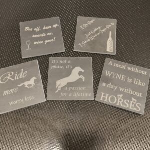 Wine & Horse Related Drink Coasters - Set of 4